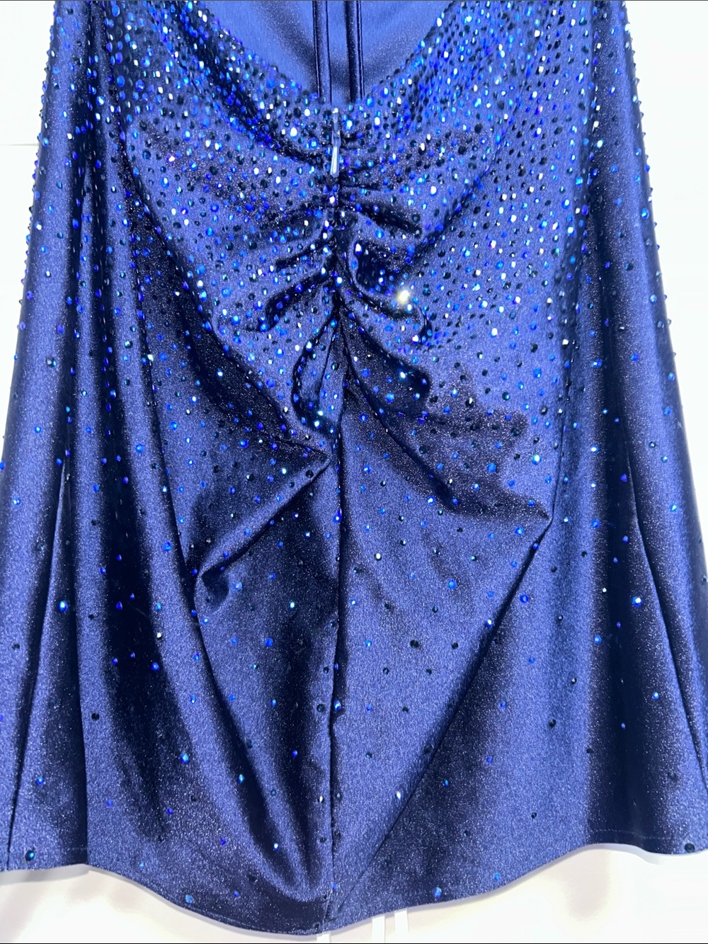 Amelia Couture Sparkly Rhinestone Bodycon Mini Dress (Style 3100S) in Navy - Picture 14 of 16